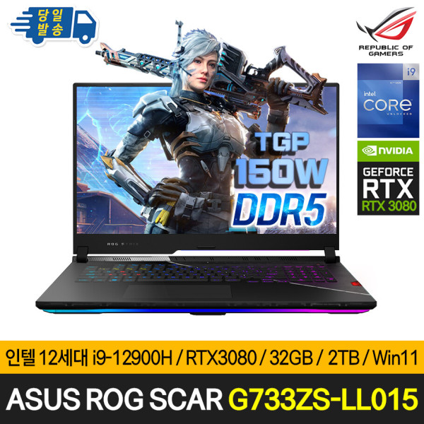 ASUS ROG G733ZS-LL015 RAM 32GB / SSD 2TB / Win11 Home 설치 백팩증정